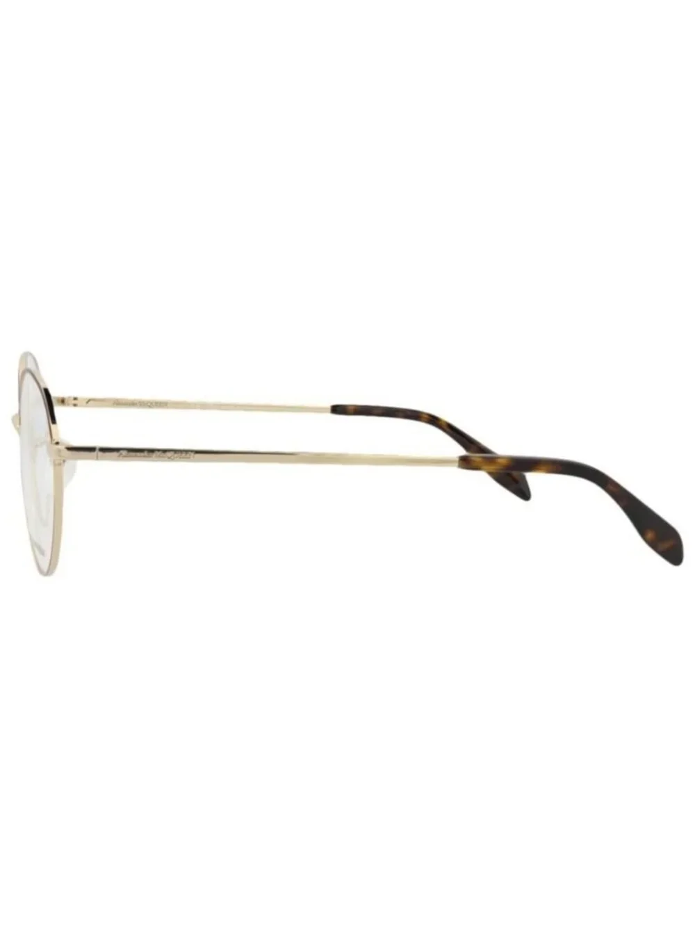 New Alexander McQueen Unisex Round/Oval Gold Gold Transparent Fashion Designer E